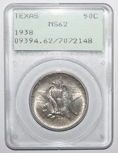 1938 Texas Centennial Half Dollar PCGS MS62 1st Gen Rattler Holder - Picture 1 of 4