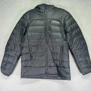 Columbia Jacket Mens Medium Black Puffer Autumn Park Down Hooded Omni Heat - Picture 1 of 5