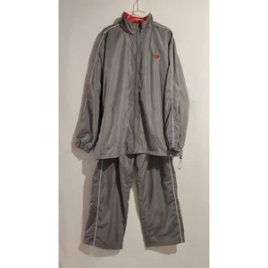 Pony Vtg Y2K 2 Piece Track Suit Windbreaker Jacket Pants Mens Size XXL Gray Red - Picture 1 of 16