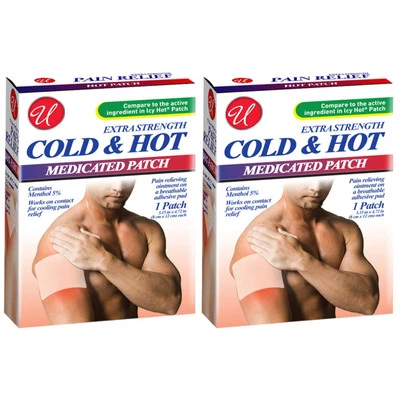 Adesivo medicado extra forte 5% mentol frio e quente, 3,15" x 4,72" (pacote com 2) - Imagem 1 de 2