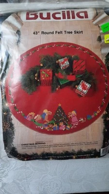Bucilla 43" Round Felt Tree Skirt Applique & Embroidery Kit #82926 - Image 1 of 4