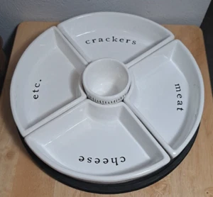 Mud Pie Hors D''oeuvres 6pc Set Black Wood Tray - Picture 1 of 24