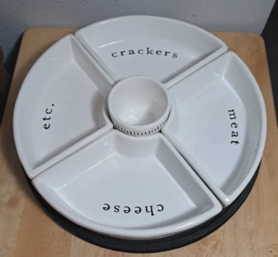 Mud Pie Hors D''oeuvres 6pc Set Black Wood Tray - Image 1 of 4