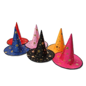 Kids Satin Wizard Witch's High Pointed Hat Halloween Fancy Dress Costume Props - Picture 1 of 11