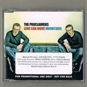 Proclaimers Love Can Move Mountains UK CD Promo 1 Track+ Media sticker Folk Rock - Picture 1 of 4