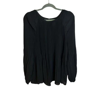 ALFANI BLACK PLEATED BLOUSE WOMENS LARGE - Picture 1 of 4