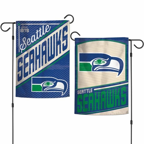 SEATTLE SEAHAWKS CLASSIC RETRO LOGO 12"X18" 2 SIDED GARDEN FLAG NEW WINCRAFT Cover