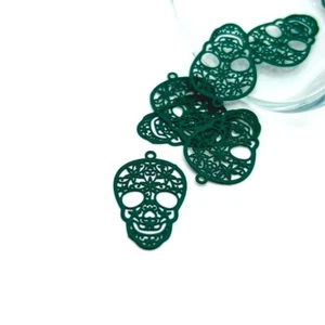 1, 4, 20 o 50 piezas a granel de calavera de azúcar verde oscuro con flores - Vendedor de EE. UU.- GR1175 - Imagen 1 de 3