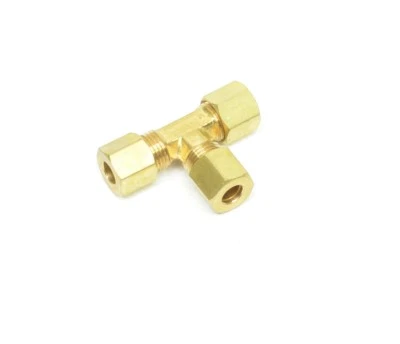 1/4" Tube OD Tee Brass Compression Fitting Plumbing Adapter Water Oil Gas - Image 1 of 4