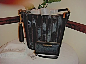 Neu mit Etikett 2 Stck. Michael Kors FUTTERTASCHE SCHWARZ BROOKLYN APPLIKATION, 598 $ UND GELDBÖRSE 138 $ - Bild 1 von 12