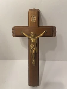 Holz Kreuz Kruzifix Letzte Riten Kerzenhalter INRI Schieber offenes Fach Holz - Bild 1 von 10