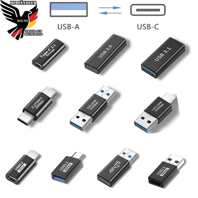 USB 3.0 Typ A auf zu Typ C Stecker Buchse Adapter Kupplung Verbinder Konverter - Bild 1 von 4