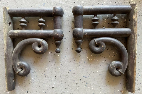 Antique Wooden Victorian Style Fretwork Gingerbread Curtain Rod Holders Cover