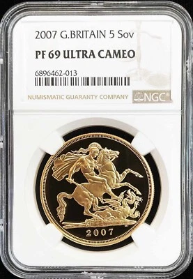 2007 GOLD GREAT BRITAIN 1750 MINTED 5 POUNDS NGC PROOF 69 ULTRA CAMEO - Image 1 of 2