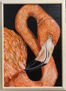 Ölgemälde Ölbild Malerei Flamingo Impression Gemälde Mit Rahmen  - Bild 1 von 3