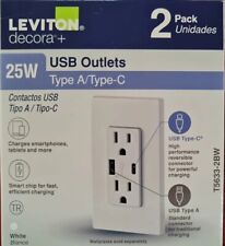 *新品* - Leviton Decora Plus USB 壁内充電器コンセント - ホワイト、2 個パック