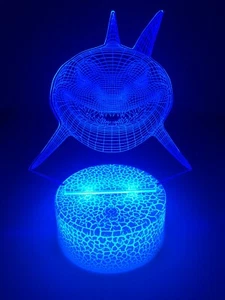 Unique Shark 3D Night Light 7 Colour Changing LED Light Touch Table Lamp New ! - Picture 1 of 7