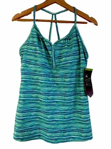 REI Yoga Tank Top (Sariska) Women’s Size 8 Green & Blue Stretch Built-in Bra NWT - Picture 1 of 15