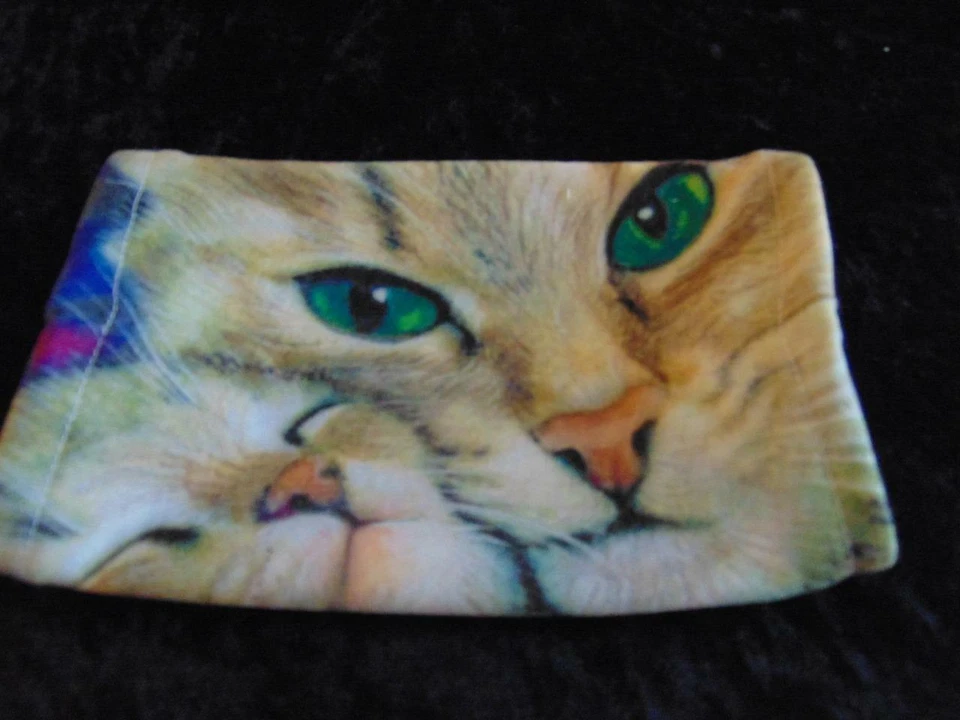 TABBY CAT & KITTEN PRINTED SOFT COTTON KNIT FACE MASK THE PAWS AND PALS - Image 1 of 1