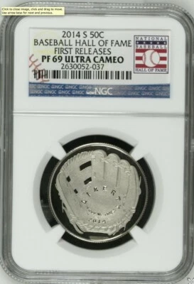 2014 S Baseball Hall of Fame 50C Half Dollar Commeme NGC PF69 First Release 037 - Image 1 of 2