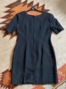 Vintage Cocktail-/Abendkleid schwarz Leinen - Größe 14 - Bild 1 von 3