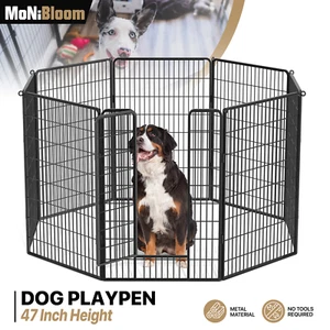 Foldable Dog Playpen Heavy Duty 47 Inch Pet Dog Fence Metal Outdoor Exercise Pen - Picture 1 of 10