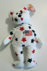 TY BEANIE BABY "GLORY THE BEAR"  WITH ERRORS   JULY 4, 1997 BUT TUSH TAG 1998 - Picture 1 of 9