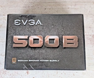 EVGA 500B 500W 80 Plus Bronze PC Power Supply PS ATX 100-B1-0500-KR - New Sealed - Afbeelding 1 van 8