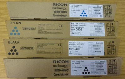 Ricoh MPC 406 Toners  842095  842096 For  Mpc306/307/406/407  Black x 2 Cyan x 2 - Image 1 of 4