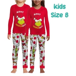 Grinch Christmas Pajama 2p Set Lonh Sleeve Pant Holiday Matching Kids Size 8 - Picture 1 of 9