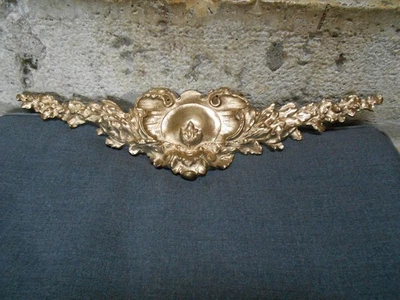 Plaque Corniche Bronze Ancienne pour  Meubles Décoration Ornement 43 cm L - Photo 1/4