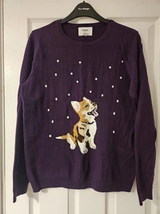 Maine New England Dog In Snow Purple Jumper With Cashmere - Size 10 - New - Picture 1 of 2