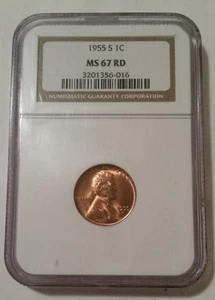 NGC 1955 S Lincoln Wheat Cent MS67 RED - Picture 1 of 4