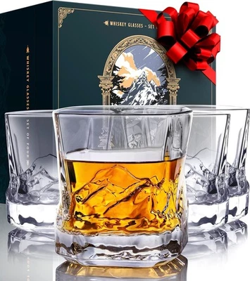 Juego de 4 vasos de bourbon en caja de regalo - Mountains Theme 4 OZ juego de 4 congelables Foto 1 de 4