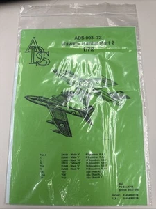 ADS 003-72 Hawker Hunter Part 2 1/72 Decal Set RAF Abu Dhabi AF - Picture 1 of 2