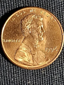 1996 Penny Errors, No Mint Mark, Struck Off Center, Close AM, DDO, (MS) - Picture 1 of 12
