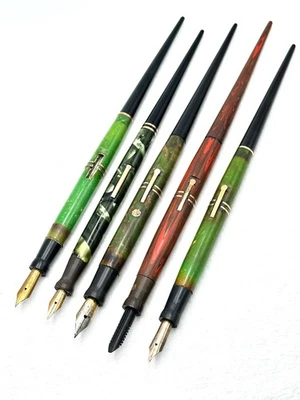 LOTE 5 CANETAS TINTEIRO VINTAGE DÉCADA DE 1930 WAHL EVERSHARP ART DECO SELO OURO ETC MESA 14K - Imagem 1 de 4