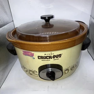 *VINTAGE* Rival 3350 5 Quart Crock-Pot Slow Cooker Removable Stoneware Tested - Picture 1 of 9
