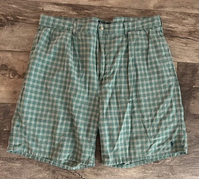 Vintage Polo Ralph Lauren Men’s Size 38 Green Plaid Cotton Chino Shorts USA Made - Image 1 of 4