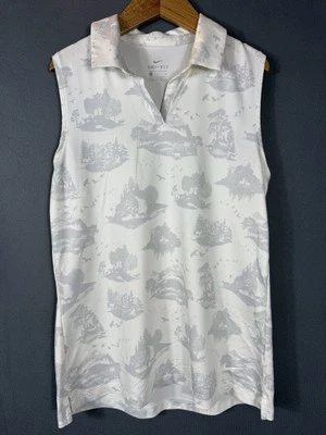 Nike Dri-Fit Sleeveless Performance Golf Polo  Print Nature Women’s Small White - Image 1 of 4
