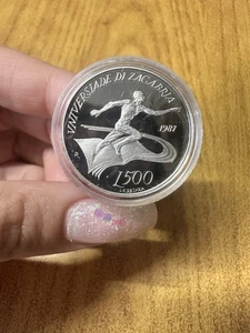 Moneda San Marino 500 Liras 1987 Universiada Zagreb Plata Proof SM - Imagen 1 de 2