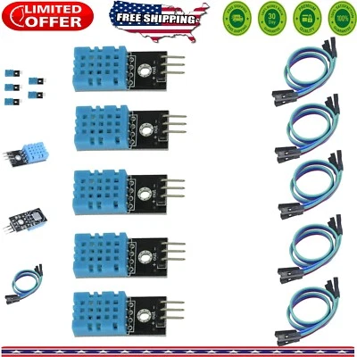 5pcs Compact Digital Temperature & Humidity Sensors with Easy Integration Cables - Image 1 of 4