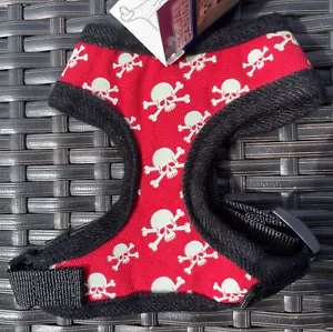Casual Canine Dog Harness Red Crossbone Glow in Dark XS 9-11.5" Chest - Picture 1 of 2