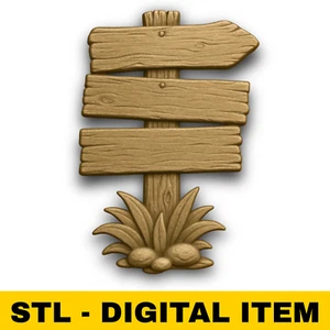 Wooden Signpost Blank STL File for CNC Carving 3D Printing Directional Sign - Picture 1 of 7