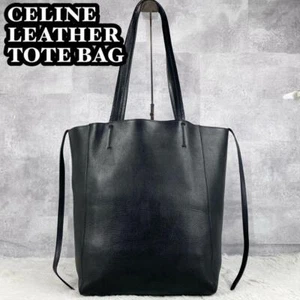 CELINE Horizontal Cabas Hand Bag Tote Bag Cabas Leather Black Authentic - Picture 1 of 24