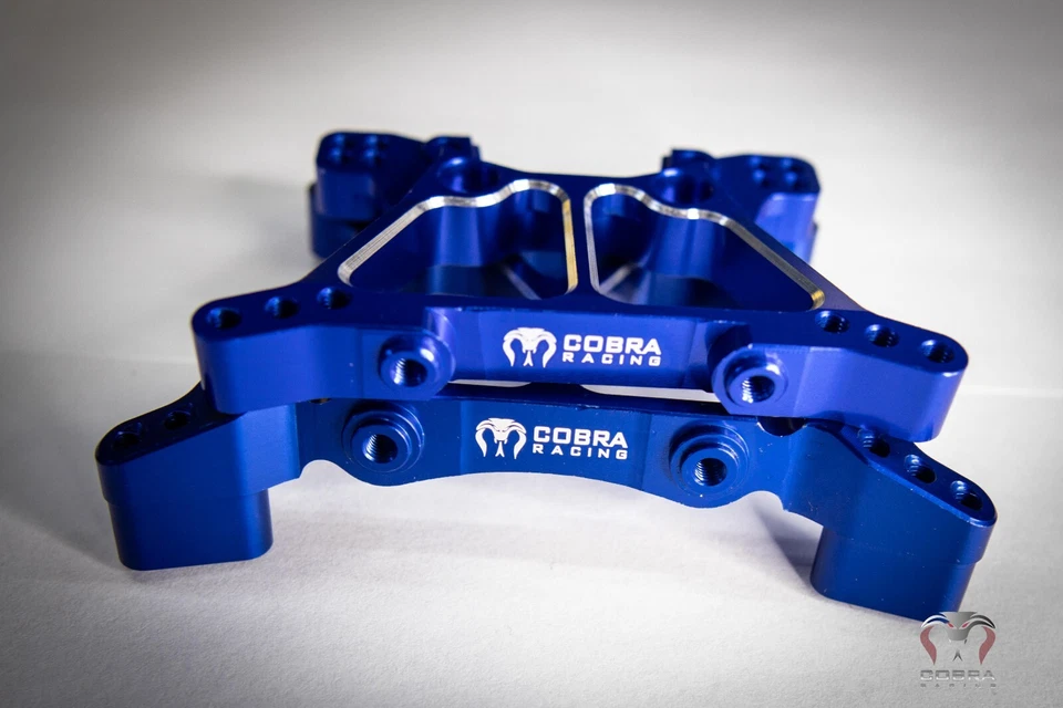 CR Blue Aluminum Shock Towers for Traxxas 4x4 Slash, Stampede, Hoss - Image 1 of 4