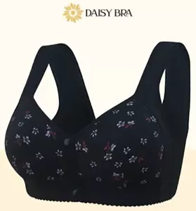 Reggiseno margherita coppa grande chiusura anteriore senza fili taglia plus 2XL nero $89 Nuovo con etichette - Foto 1 di 4
