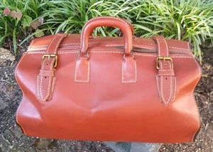 ANTIKE Cognac Split Rindsleder ARZTASCHE MEDIZINISCHE Seesackriemen & Schnallen - Bild 1 von 12