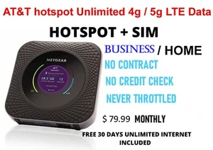 AT&T forfait de données illimité Hotspot 4G LTE, 79,99 $/M RÉSEAU INTERNET RURAL ATT - Photo 1 sur 7