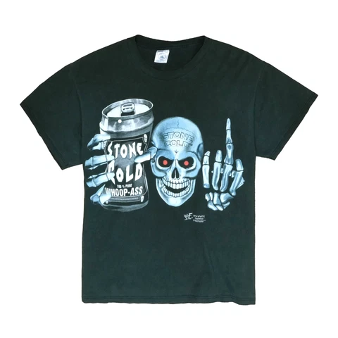 Vintage Stone Cold 100% Whoop Ass Wrestling T-Shirt Size Large WWF WWE 1998 90s Cover